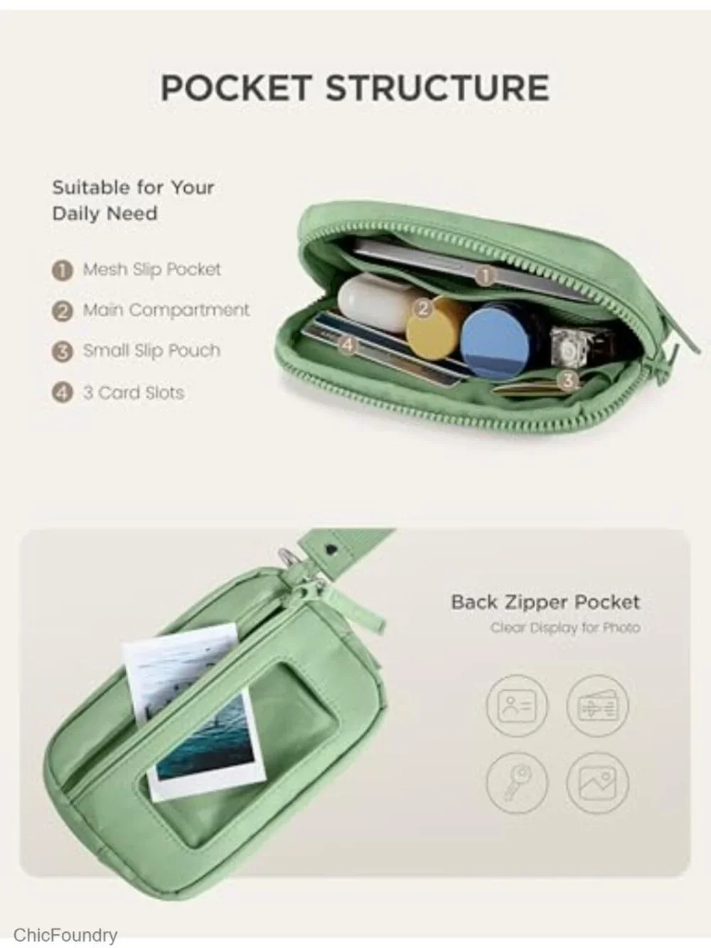 RFID Blocking Quilted Wristlet Wallet with Zipper, Card Holder for Travel &